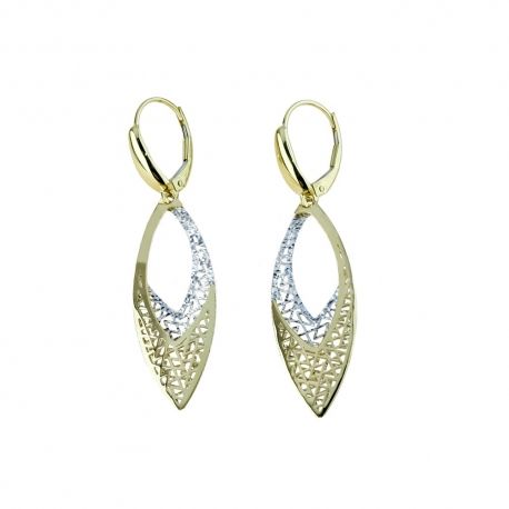 Yellow and white gold 18k dangling openworked earrings