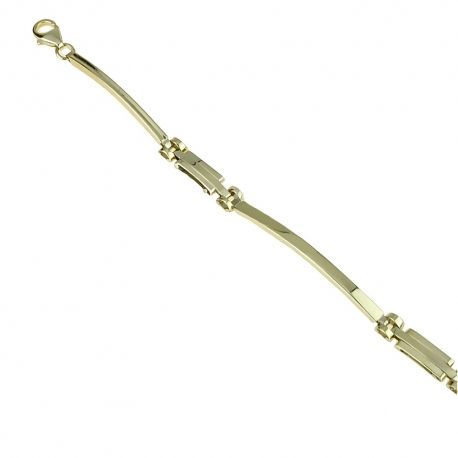 Мужской браслет из желтого золота 18 карат с чередующимися пластинами