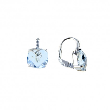 White gold 18k with light blue stones earrings