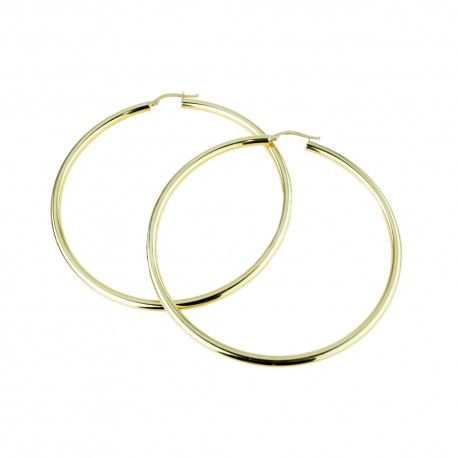 Серьги-кольца из желтого золота 18 карат, диаметр 60 мм.