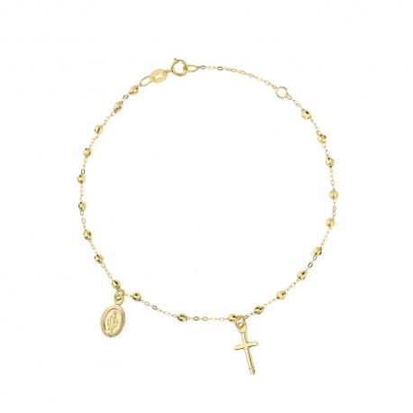 Rosenkransarmband i 18 Kt gult guld med facetterade sfärer