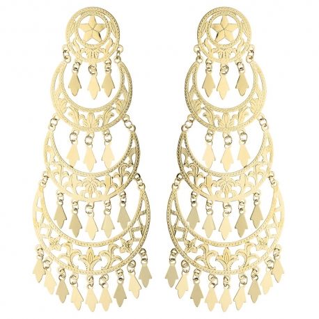 Cercei pandantiv din aur galben de 18 Kt model tigan pentru dama