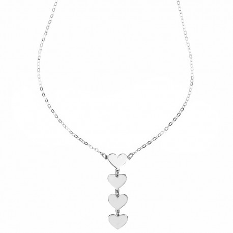 White gold 18k with four dangling hearts woman necklace