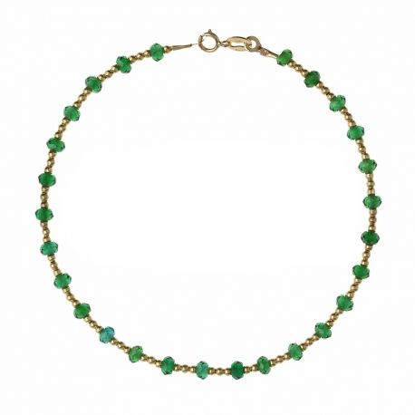 Náramok zo žltého 18 karátového zlata so zelenými kameňmi