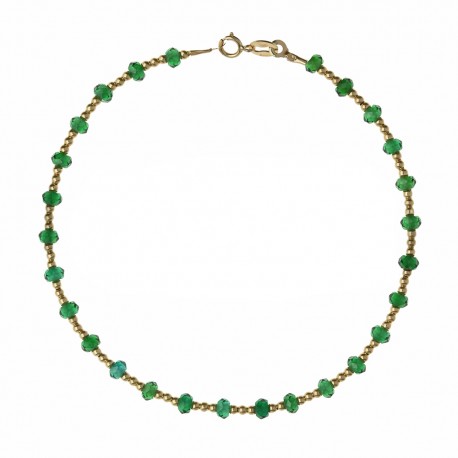 Yellow gold 18k with green stones bracelet