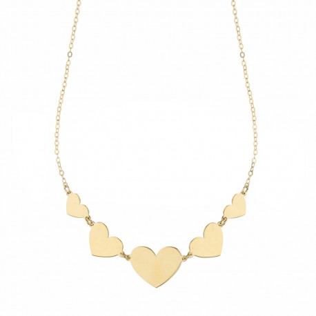 Halskette aus 18-karätigem Gelbgold mit abgestuften Herzen für Damen
