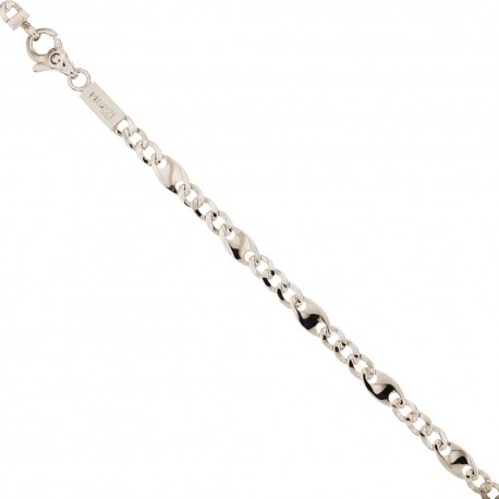 White gold 18 Kt 750/1000 alternating chain man bracelet