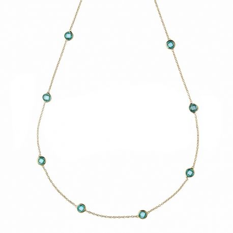 Girocollo Oro Giallo 18 Carati con Pietre Azzurre Alternate