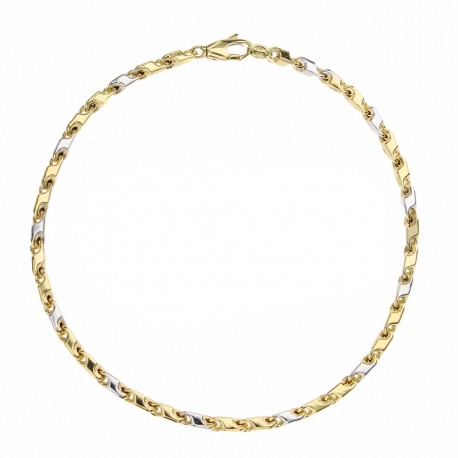 Bicolor Gold 18k Link Chain Man Bracelet
