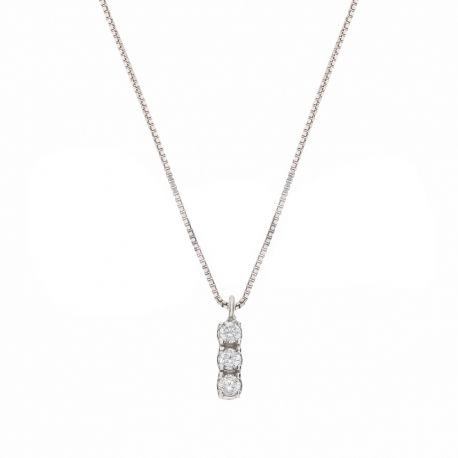 Collier trilogie avec zircons en or 18 carats