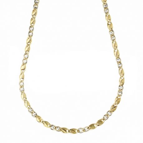 Colar de corrente plana para homem em ouro bicolor 18K