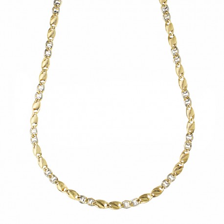 Flache Halskette für Herren aus 18-karätigem zweifarbigem Gold