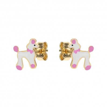 Gold 18k Poodle Shaped Baby Girl Earrings