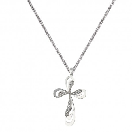 White Gold 18k Cross Pendant Woman Necklace