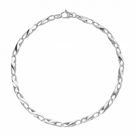 White Gold 18k Shiny Link Chain Man Bracelet