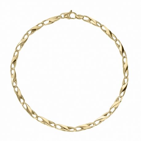 Pulseira masculina em ouro amarelo 18K com corrente plana