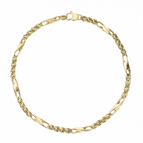 Bracelet pour homme en or jaune 18 carats avec chaîne plate