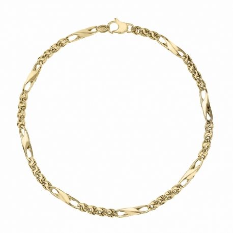 Herenarmband van 18K geel goud met platte ketting