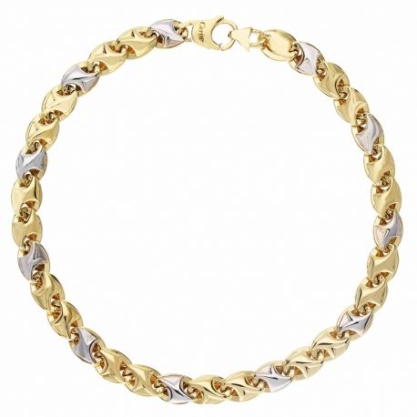 Herrenarmband aus 18 Karat Gelb- und Weißgold mit flacher Kette