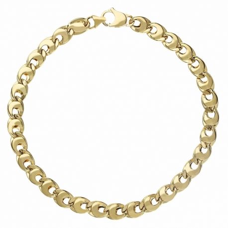 Yellow and White Gold 18k Shiny Link Chain Man Bracelet
