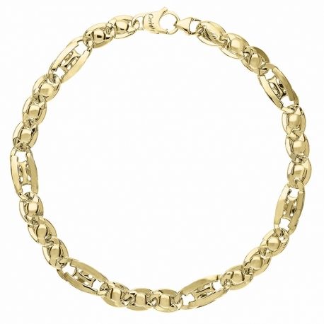 Pulseira masculina em ouro amarelo 18K com corrente plana