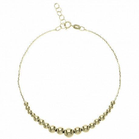 Bracelet en or jaune 18 carats avec sphères écaillées pour femme
