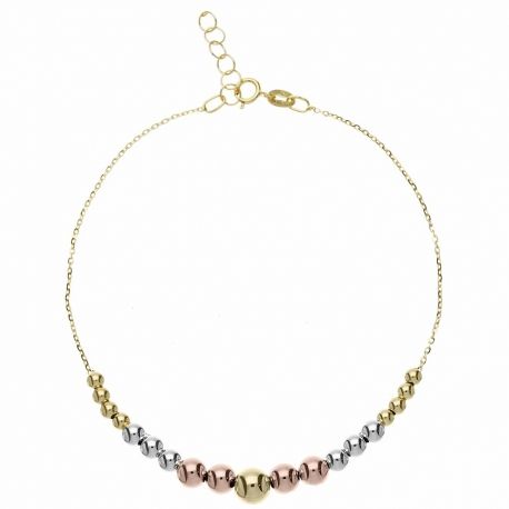 Bracelet en or jaune, blanc et rose 18 carats avec sphères écaillées pour femme