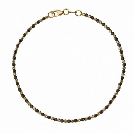 Brățară din aur galben și lustruit de 18K cu sfere de diamant pentru femei