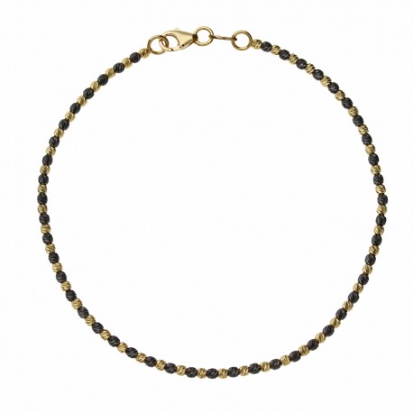 Bracciale in Oro Giallo e Brunito 18 Carati con sfere Diamantate da Donna