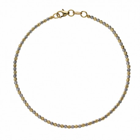 Bracelet en or jaune et blanc 18 carats avec sphères de diamants pour femme