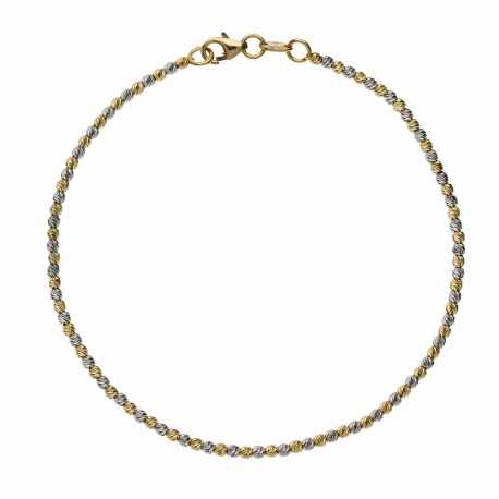 Náramek z 18K žlutého a bílého zlata s diamantovými koulemi pro ženy
