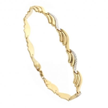 Bracciale In Oro Giallo e Bianco 18 Carati Lucido e Sfaccettato