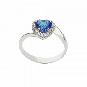 18 K fehérarany gyűrű kék...