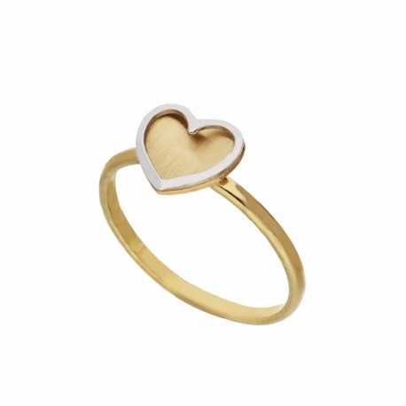 Γυναικείο δαχτυλίδι σε σχήμα καρδιάς από λευκό και κίτρινο χρυσό 18 καρατίων