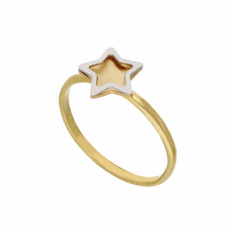 18K hvid og gul guld stjerneformet ring til kvinder
