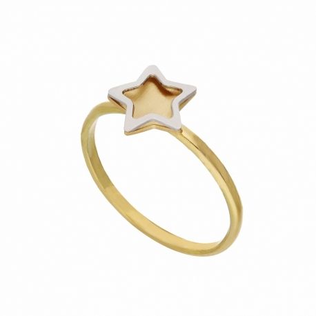 Bague en forme d'étoile en or blanc et jaune 18 carats pour femme