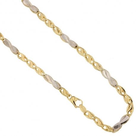 Corrente em ouro amarelo e branco de 18 Kt 750/1000 com inserções para homem