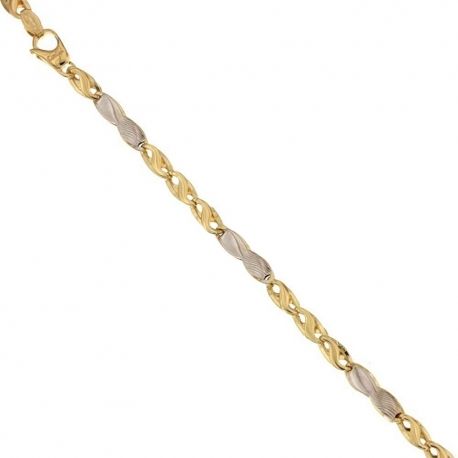 18 Kt 750/1000 gult og hvitt gull armbånd med innlegg modell for menn