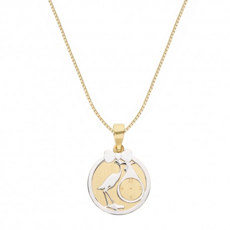 Yellow and White Gold 18k with the Stork Customizable Pendant
