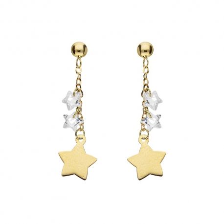 Ohrringe aus 18-karätigem Gelbgold mit Sternen und Swarovsky