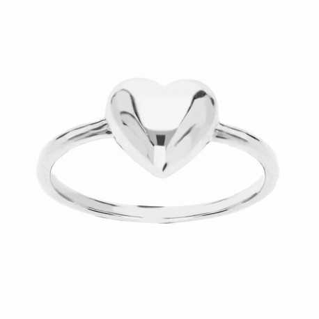 Δαχτυλίδι καρδιάς από γυαλισμένο λευκό χρυσό 18 καρατίων για γυναίκες