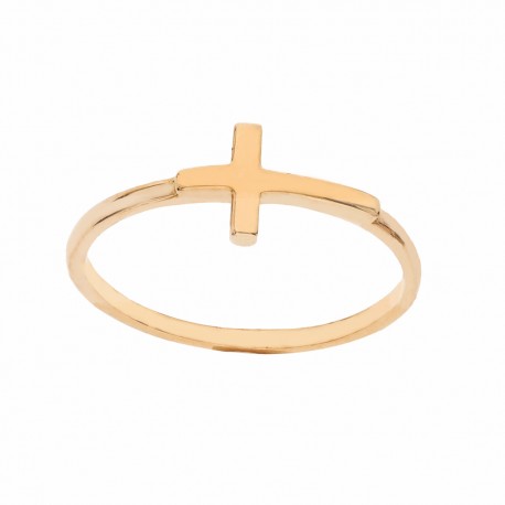 Σταυρός δαχτυλίδι από γυαλιστερό ροζ χρυσό 18 καρατίων για γυναίκες