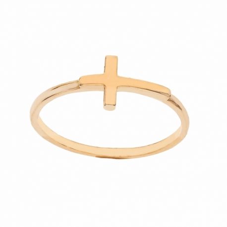 ჯვრის ბეჭედი გაპრიალებული 18K ვარდის ოქროთი ქალებისთვის