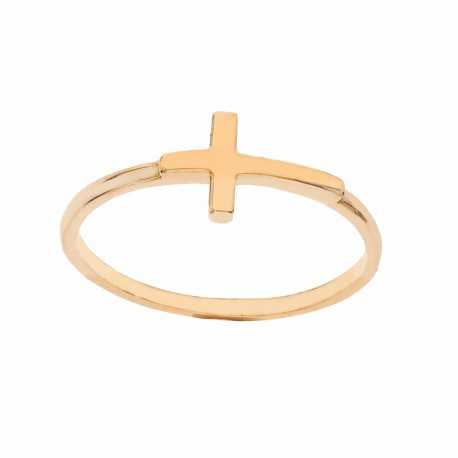 Кольцо с крестом для женщин из полированного розового золота 18 карат