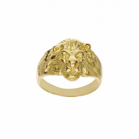 Ανδρικό δαχτυλίδι από κίτρινο χρυσό 18 καρατίων με κεφάλι λιονταριού