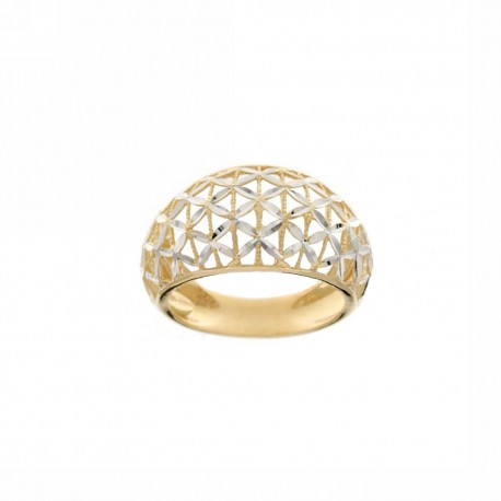 Yellow and white gold 18 Kt 750/1000 openworked woman ring