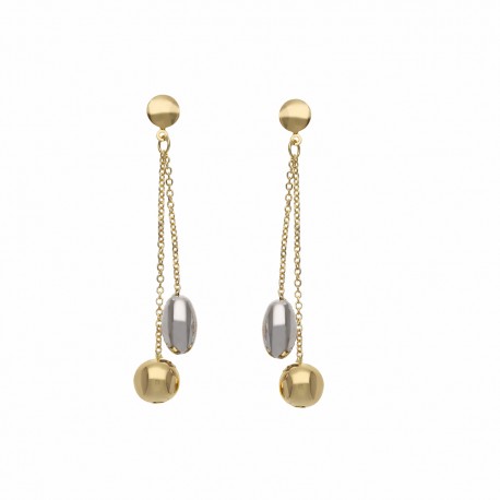 White and Yellow Gold 18k with Spheres Woman Earrings