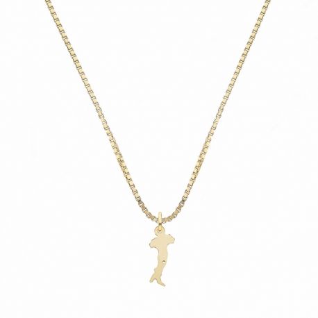 Collar de Oro Amarillo de 18K con Italia para Hombre