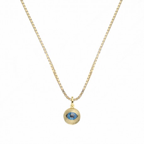 Yellow Gold 18k with Eye Pendant Woman Necklace