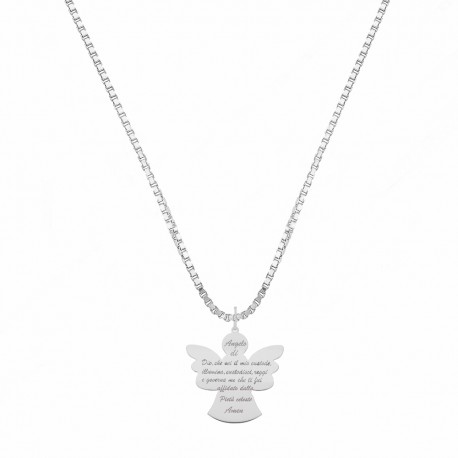 Naszyjnik z 18-karatowego białego złota z aniołem dla kobiet